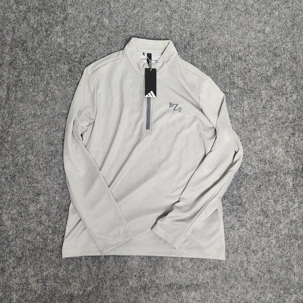 adidas NWT Quarter Zip Sweatshirt Men M White Long Sleeve Mesh Lined Activewear